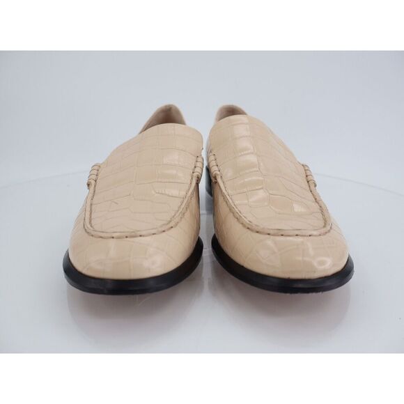 Vince Naomi Croc Embossed Leather Loafer Size 9.5 Beige Block Heel Slip on Shoes - Picture 9 of 11